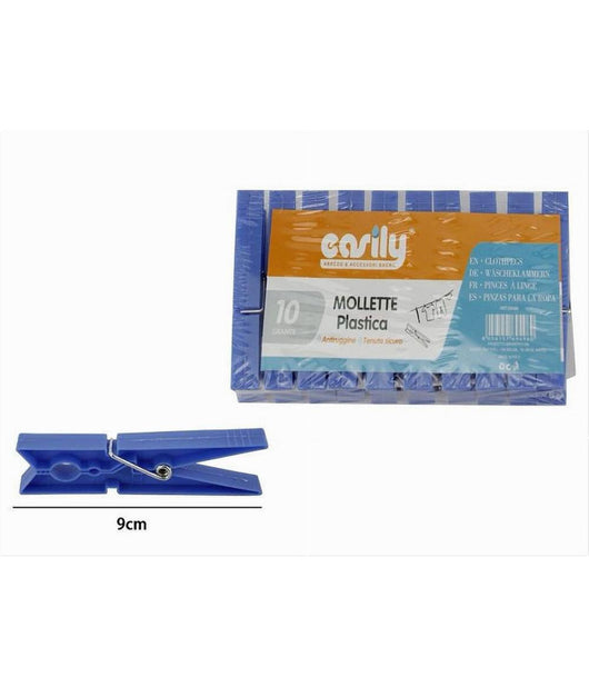 Set 30 Pz Mollette In Plastica Pinze Bucato Panni Antiruggine Grandi Blu 69496         