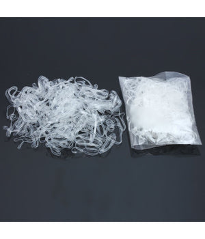 Set 300pz Mini Cerchi Elastici Trasparente 3cm In Caucciu' Per Capelli Trecce Coda         