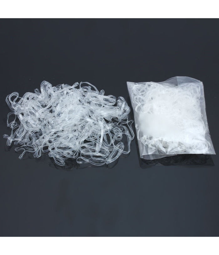 Set 300pz Mini Cerchi Elastici Trasparente 3cm In Caucciu' Per Capelli Trecce Coda         