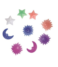 Set 30pz Clips Fluo Colorate Stelle Luna Sole In Pvc Per Raggi Ruote Bici Xc-1619         