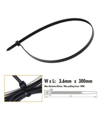 Set 30pz Fascette Cavi Cavo Nero Stringenti In Plastica Nylon 3.6 X 300 Mm 92383         