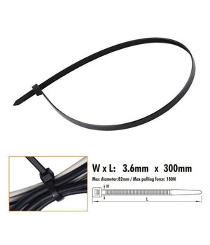 Set 30pz Fascette Cavi Cavo Nero Stringenti In Plastica Nylon 3.6 X 300 Mm 92383         