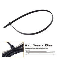 Set 30pz Fascette Cavi Cavo Nero Stringenti In Plastica Nylon 3.6 X 350 Mm 92384         