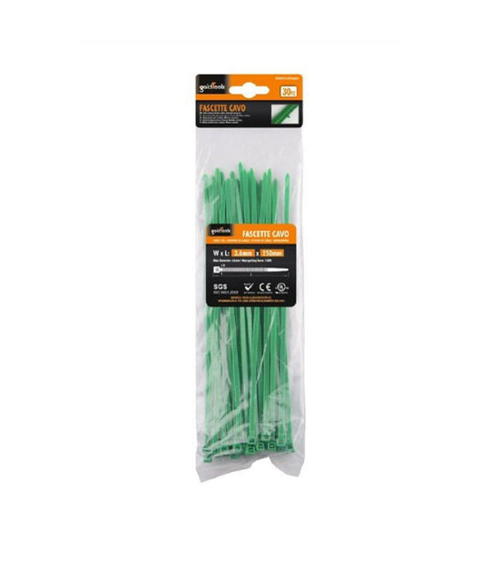 Set 30pz Fascette Cavi Cavo Verde Stringenti In Plastica Nylon 3.6 X 250mm 92396         