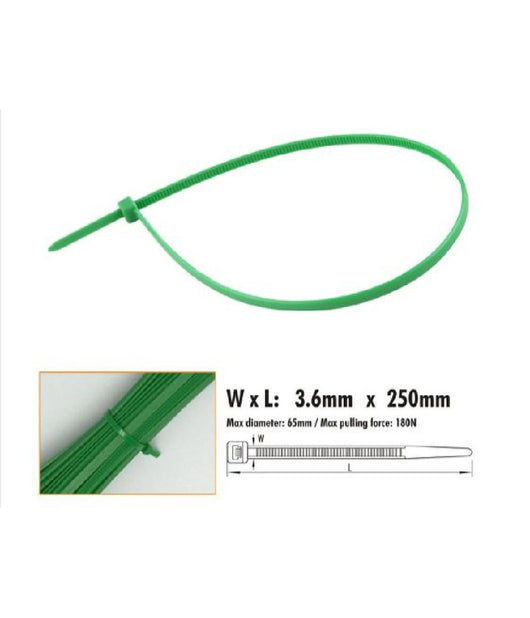 Set 30pz Fascette Cavi Cavo Verde Stringenti In Plastica Nylon 3.6 X 250mm 92396         