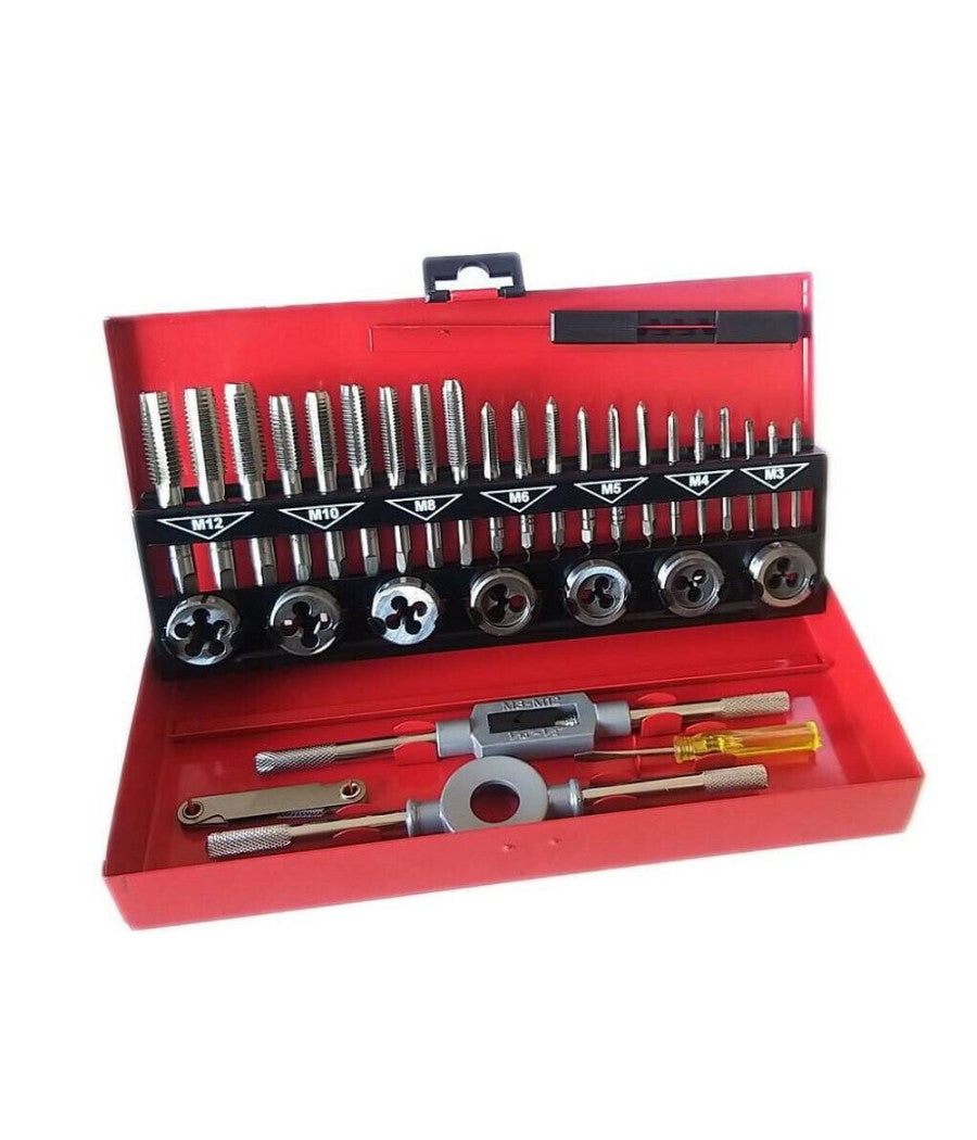 Set 32 Pezzi Cassetta Kit Filiera Per Filettatura Maschi E Femmine Hx32td         