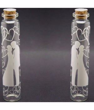 Set 36 Pezzi Bomboniera Bomboniere Ampolla 3x8cm Vetro Cuori Porta Confetti         