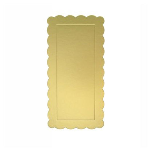 Trade Shop - Set 3pz Base Per Torta Rettangolare Piatto Sottotorta Dorato 15x30cm Con Bordino 31155         