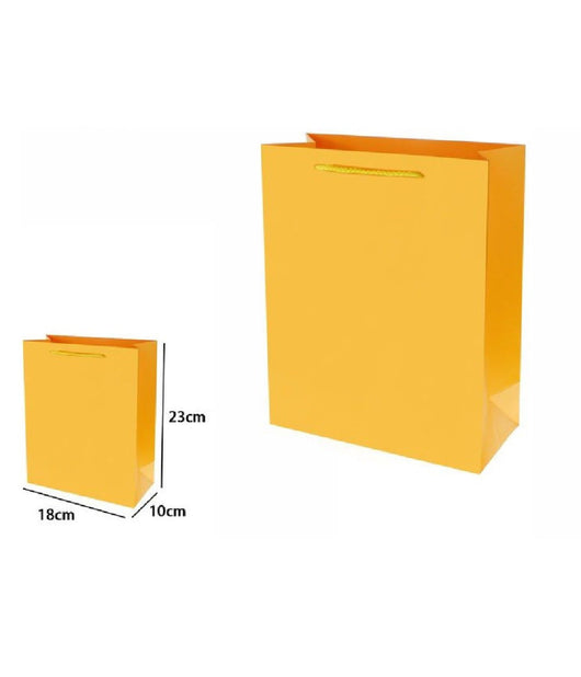 Set 3pz Buste Borsa Regalo Sacchetti 23x18x10 Cm 69915 Giallo Con Manico Cordino         