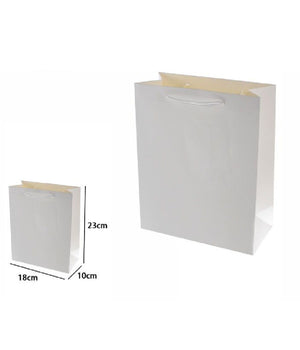 Set 3pz Buste Borsa Regalo Sacchetti 23x18x10cm 69899 Bianco Con Manico Cordino         