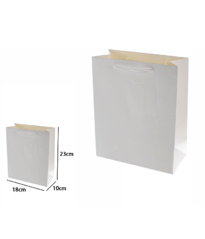 Set 3pz Buste Borsa Regalo Sacchetti 23x18x10cm 69899 Bianco Con Manico Cordino         