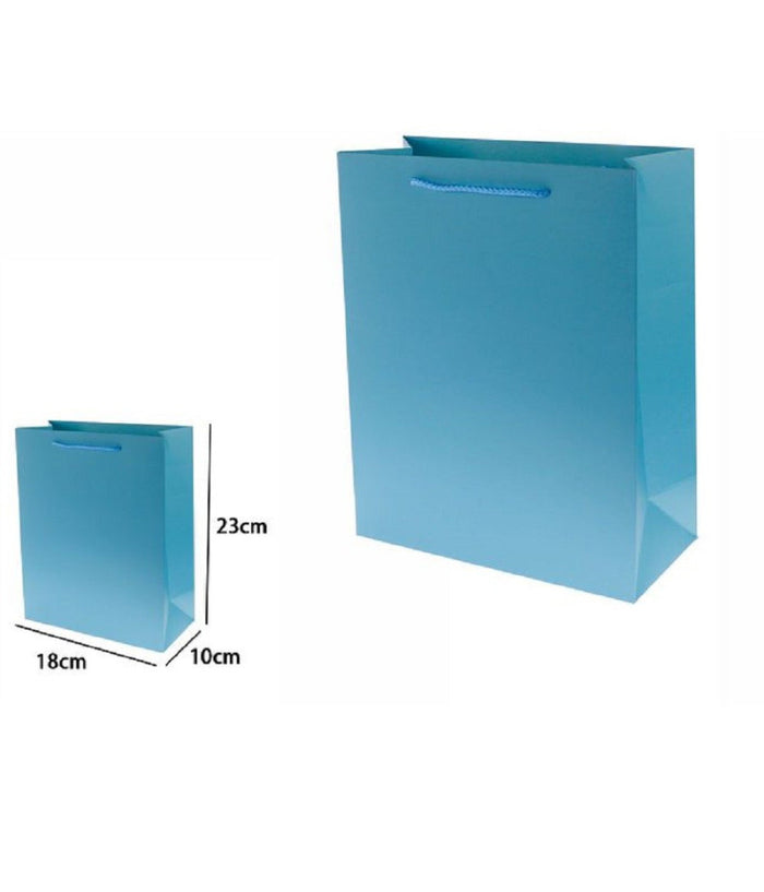 Set 3pz Buste Borsa Regalo Sacchetti 23x18x10cm 69903 Celeste Con Manico Cordino         
