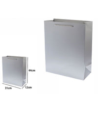 Set 3pz Buste Borsa Regalo Sacchetti 44x31x12 Cm 69913 Grigio Con Manico Cordino         