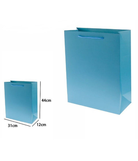 Set 3pz Buste Borsa Regalo Sacchetti 44x31x12cm 69905 Celeste Con Manico Cordino         
