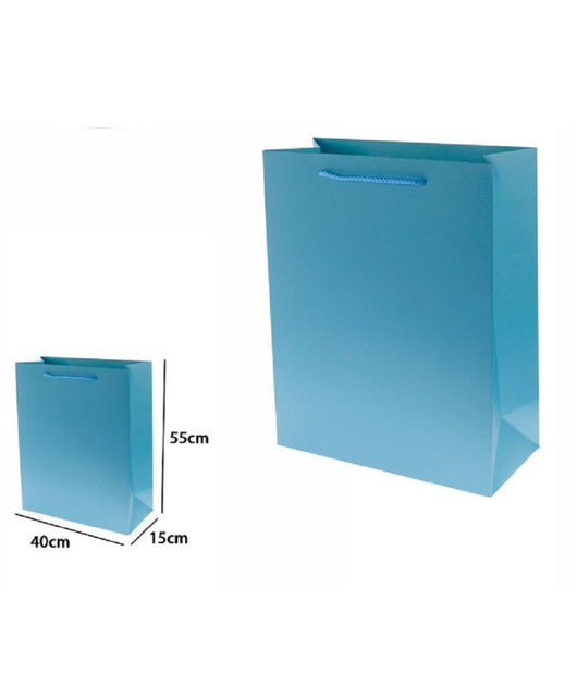 Set 3pz Buste Borsa Regalo Sacchetti 55x40x15cm 69906 Celeste Con Manico Cordino         