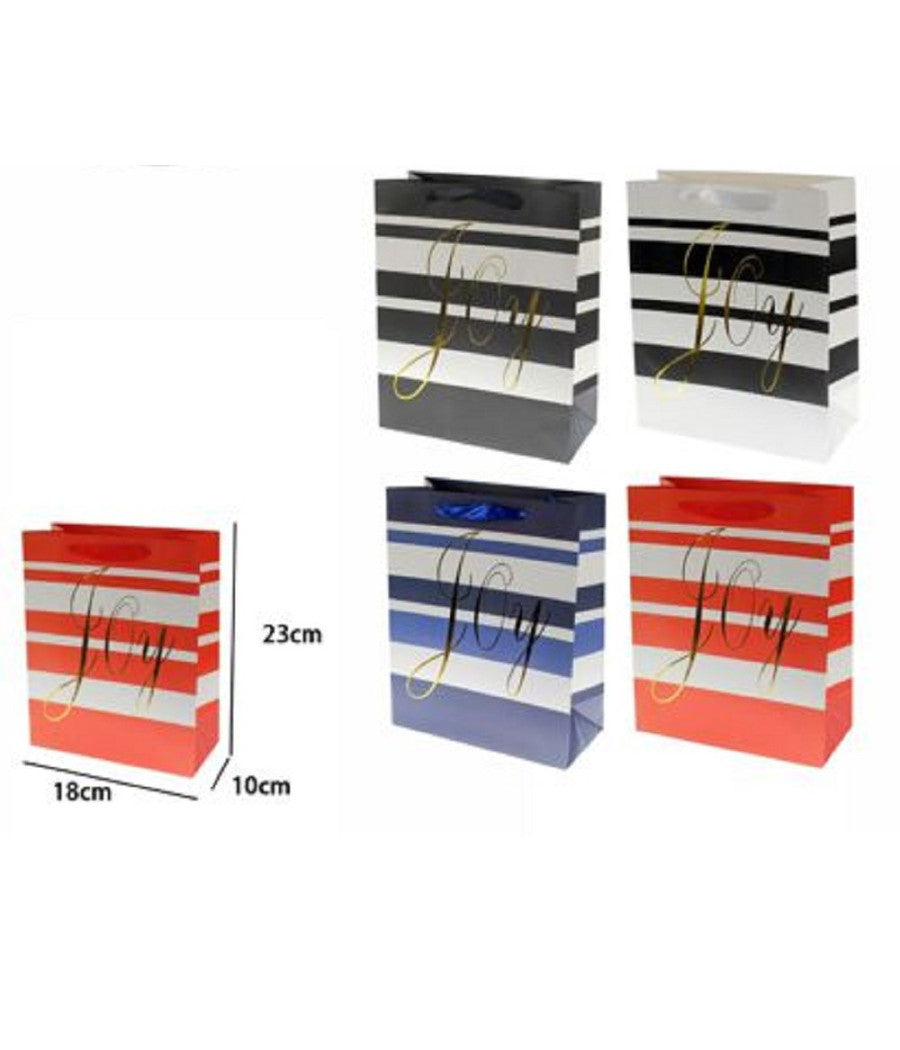 Set 3pz Buste Busta Da Regalo 23x18x10cm Sacchetto Scritta Joy 69958 Vari Colori         