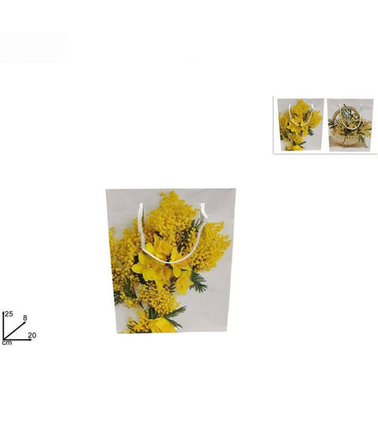 Trade Shop - Set 3pz Buste Busta Regalo Mimosa 25x8x20cm Borsa Idea Regalo Festa Della Donna -