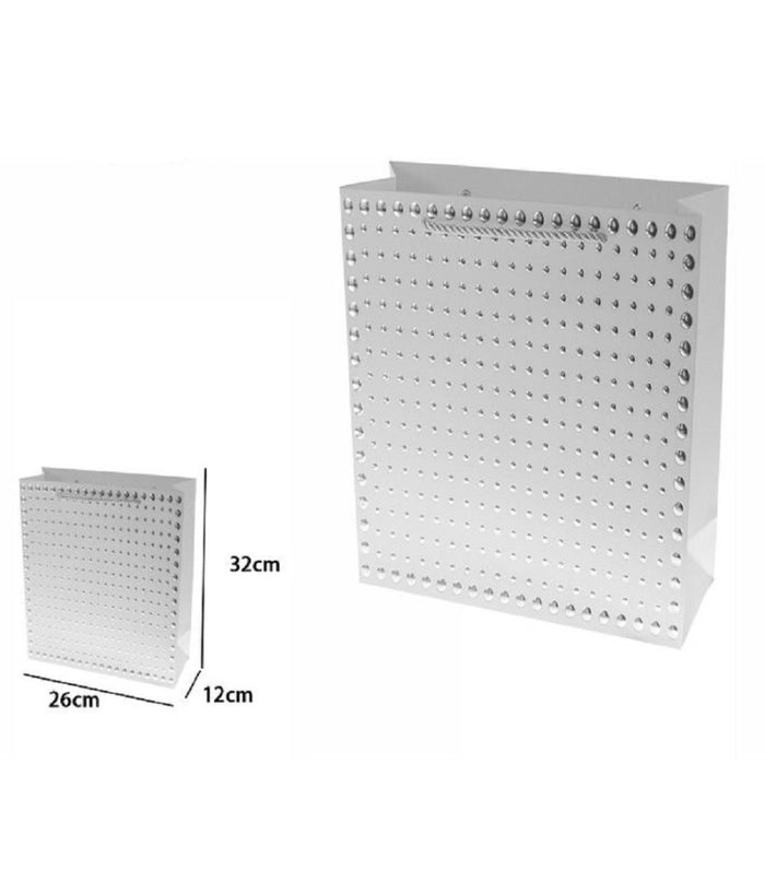 Set 3pz Buste Regalo Shopper Grigia Borchie Maniglie Cordoncino 32x26x10cm 69955         