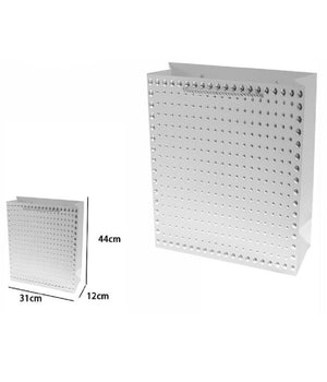 Set 3pz Buste Regalo Shopper Grigia Borchie Maniglie Cordoncino 44x31x12cm 69956         