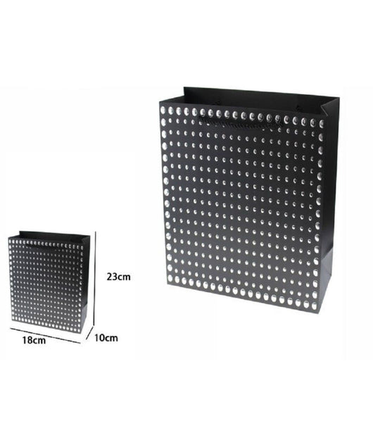 Set 3pz Buste Regalo Shopper Nera Borchie Maniglie A Cordoncino 23x18x10cm 69950         