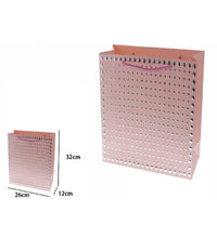 Set 3pz Buste Regalo Shopper Rosa Borchie Maniglie A Cordoncino 32x26x10cm 69947         