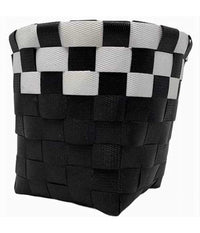 Set 3pz Cestini Porta Oggetti Organizer Tessuto Bagno Rotondi Nero Bianco 59073         