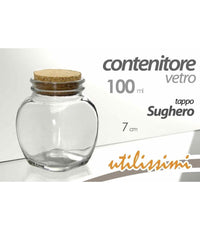 Set 3pz Contenitore Barattolo Barattolino Tondo 100ml Vetro Tappo Sughero 708664         