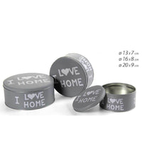 Set 3pz Contenitori In Latta Barattolo Cucina Tondo Assortiti I Love Home 710513         