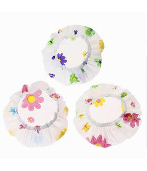Set 3pz Cuffia Per Doccia Bagno Elastico Fantasia Floreale Protegge Capelli 87176         