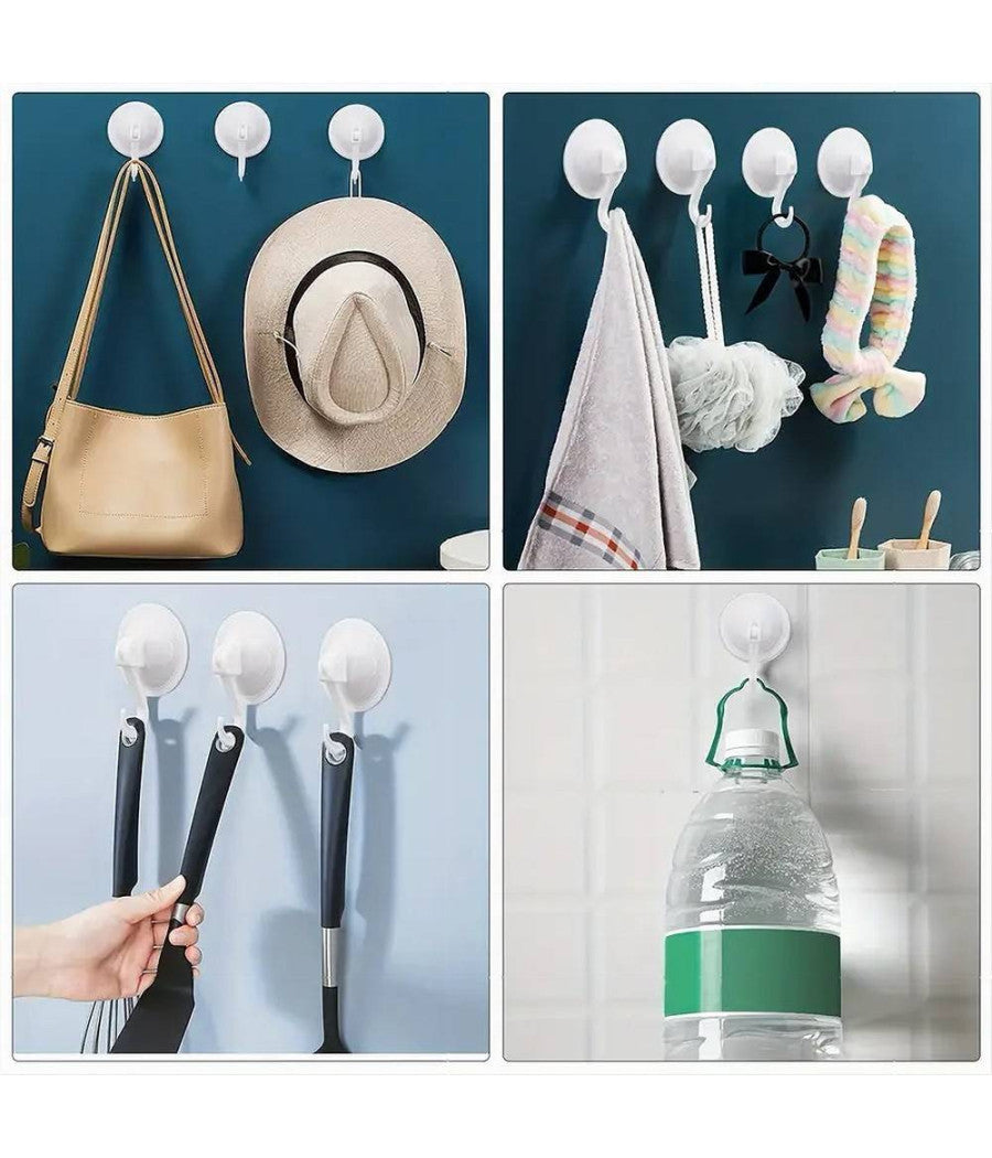 Set 3pz Gancio Appendino Parete Con Ventosa Casa Cucina Bagno Attaccapanni 59674         