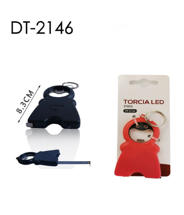 Set 3pz Mini Torcia Led Portachiavi Omino Tascabile Apribottiglia Metro Dt-2146         