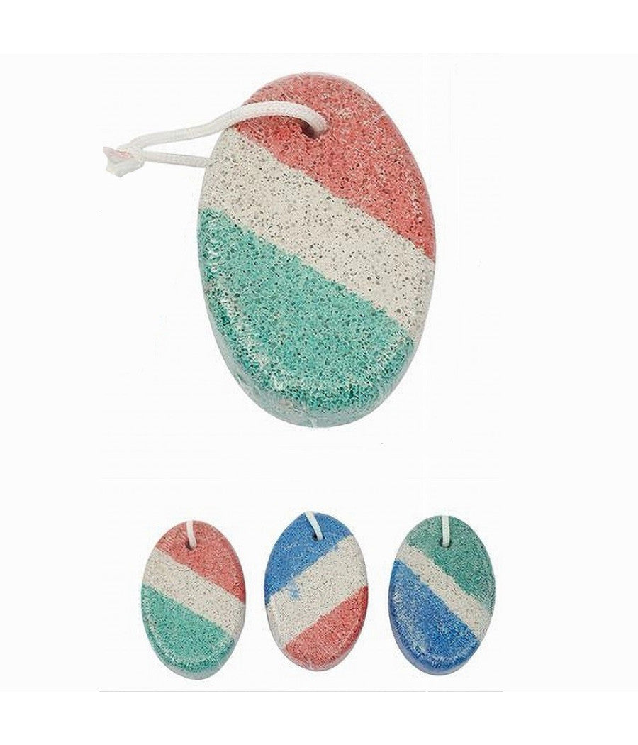 Set 3pz Pietra Pomice Ovale Tricolore Naturale Cura Piedi Calli Chiropodia 79289         