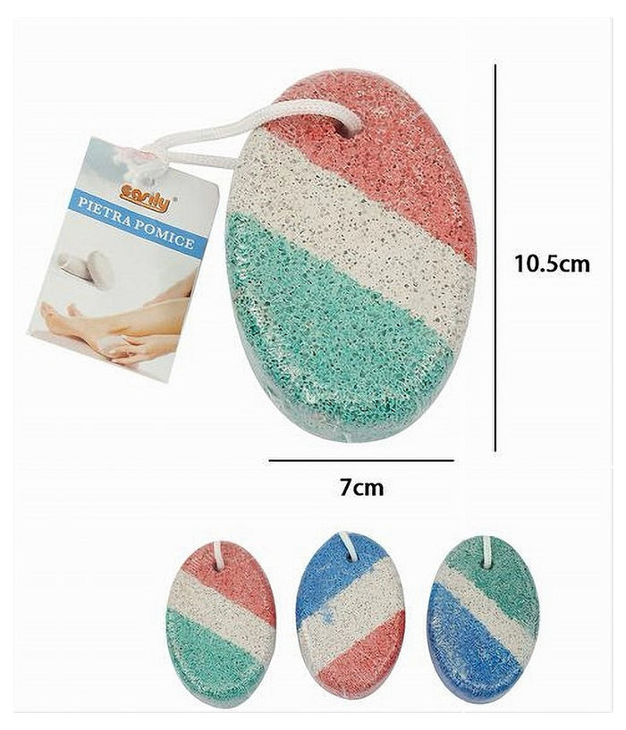 Set 3pz Pietra Pomice Ovale Tricolore Naturale Cura Piedi Calli Chiropodia 79289         