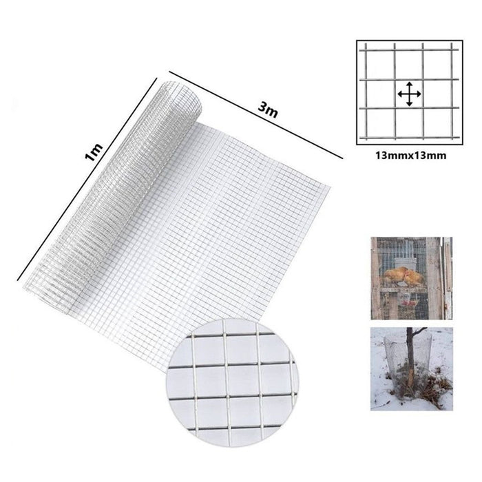 Trade Shop - Set 3pz Rete Metallica Zincata 1x3mt Recinzione Protezione Alberi Giardino Animali 020249 -