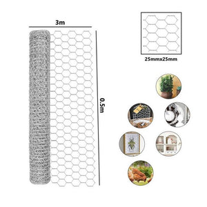 Trade Shop - Set 3pz Rete Metallica Zincata Maglia Esagonale 0.5x3mt Recinzione Protezione 020253 -        