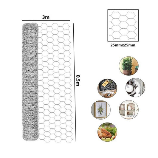 Trade Shop - Set 3pz Rete Metallica Zincata Maglia Esagonale 0.5x3mt Recinzione Protezione 020253 -        