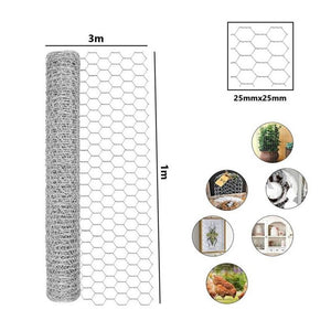 Trade Shop - Set 3pz Rete Metallica Zincata Maglia Esagonale 1x3mt Recinzione Protezione 223119 -