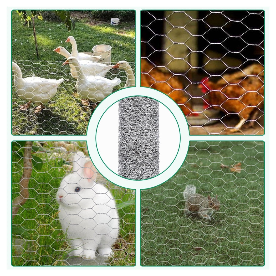 Trade Shop - Set 3pz Rete Metallica Zincata Maglia Esagonale 1x3mt Recinzione Protezione 223119 -