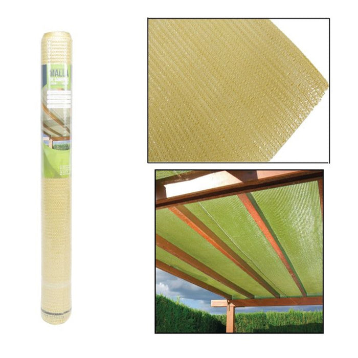 Trade Shop - Set 3pz Rotolo Rete Ombreggiante Beige Fitta 1.5x5mt Protezione Giardini Terrazze 017069 -        