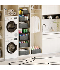 Set 3pz Scatola Porta Oggetti Tessuto Intrecciato Contenitori Grigio Scuro 79056         