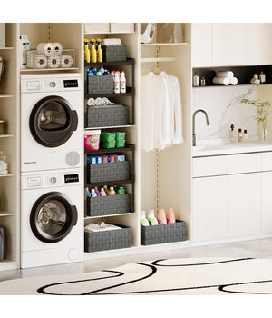 Set 3pz Scatola Porta Oggetti Tessuto Intrecciato Contenitori Grigio Scuro 79056         