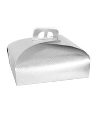 Set 3pz Scatola Porta Torta Argento 36x36 Cm Dolci Pasticceria Festa Party 58015         