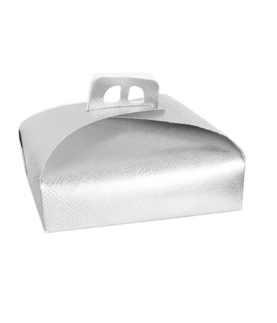 Set 3pz Scatola Porta Torta Argento 36x36 Cm Dolci Pasticceria Festa Party 58015         