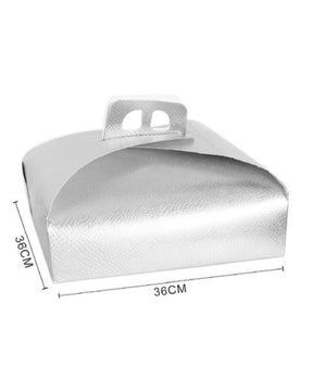 Set 3pz Scatola Porta Torta Argento 36x36 Cm Dolci Pasticceria Festa Party 58015         