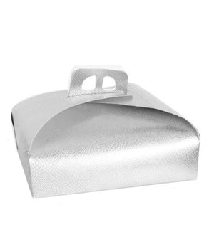 Set 3pz Scatola Porta Torta Argento 45x45cm Dolci Pasticceria Festa Party 58017         