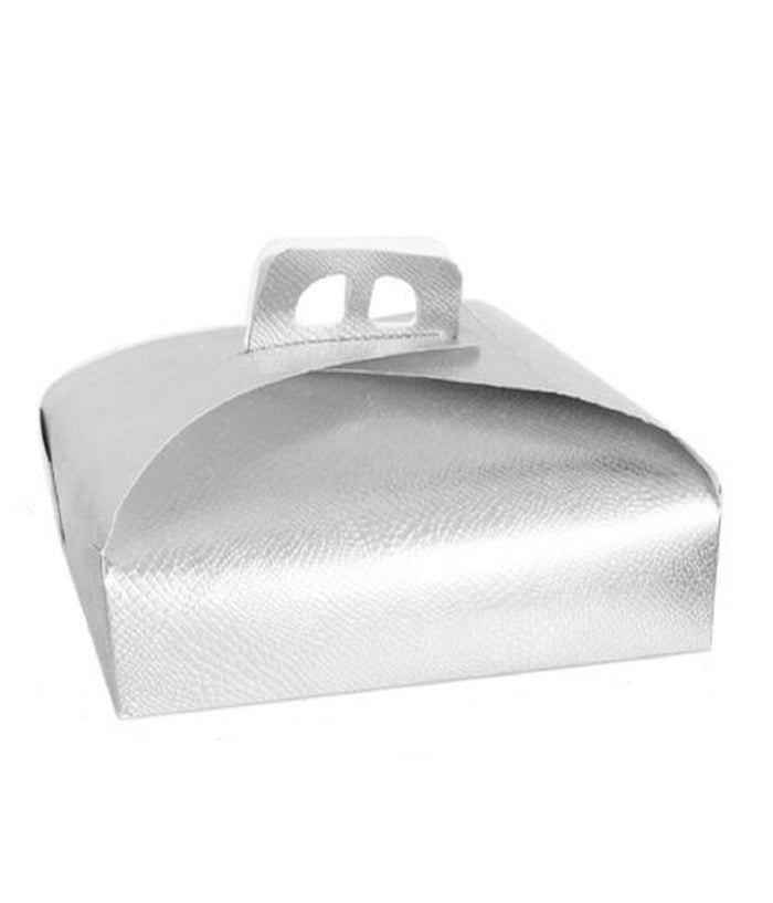 Set 3pz Scatola Porta Torta Argento 45x45cm Dolci Pasticceria Festa Party 58017         