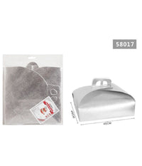 Set 3pz Scatola Porta Torta Argento 45x45cm Dolci Pasticceria Festa Party 58017         