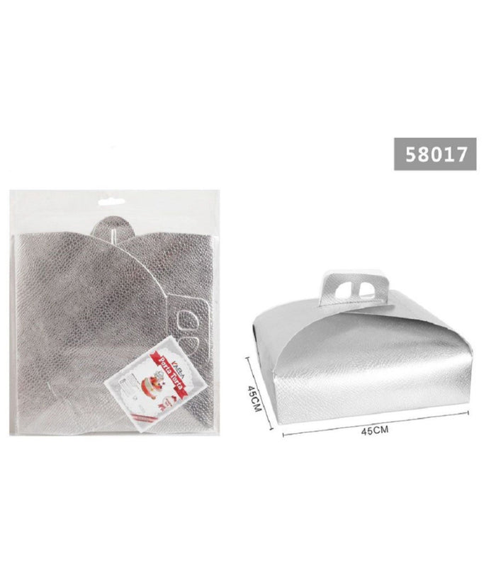 Set 3pz Scatola Porta Torta Argento 45x45cm Dolci Pasticceria Festa Party 58017         