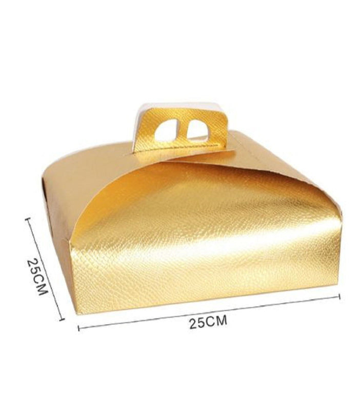 Set 3pz Scatola Porta Torta Oro 25x25 Cm Per Dolci Paste Pasticceria Festa 58006         