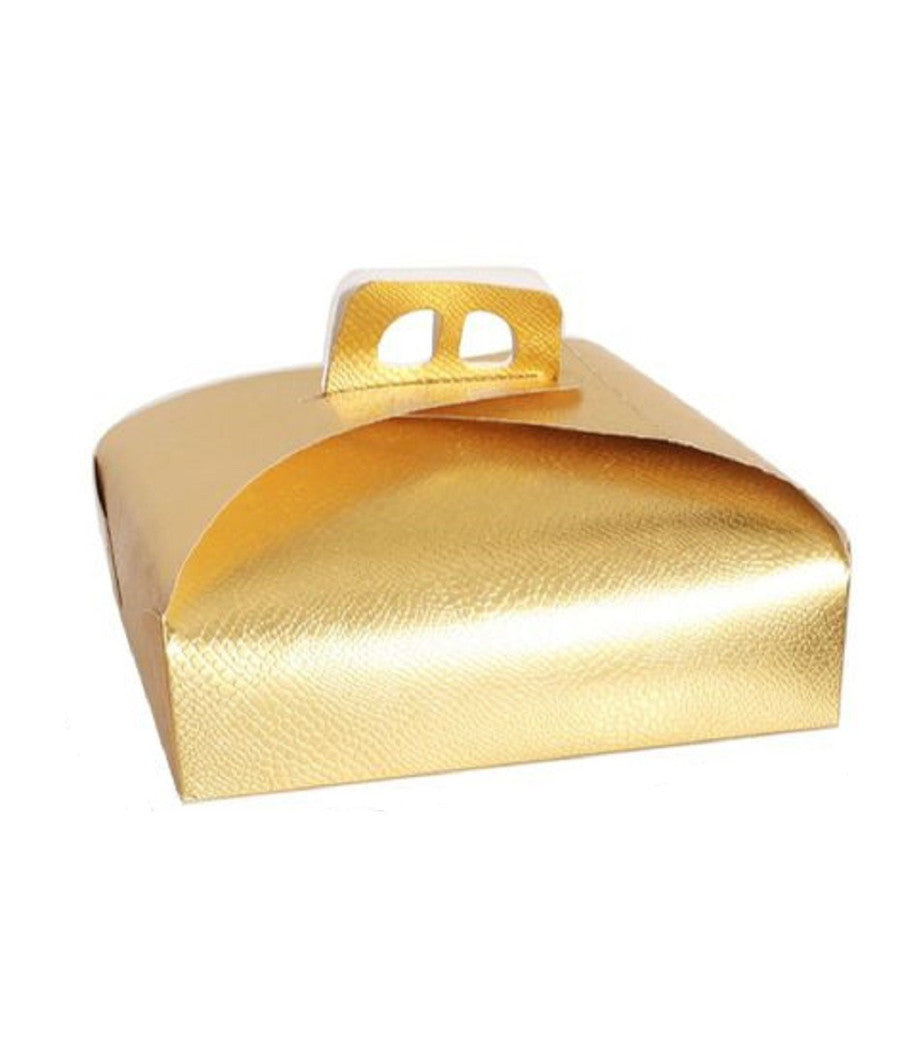 Set 3pz Scatola Porta Torta Oro 40x40 Cm Per Dolci Paste Pasticceria Festa 58010         